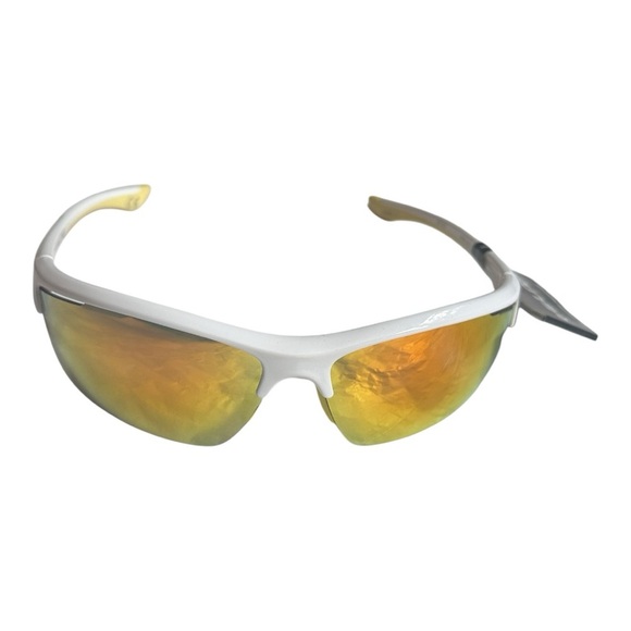 ADULT WHITE/ORANGE HALF-RIM BLADE SUNGLASSES - Picture 5 of 6